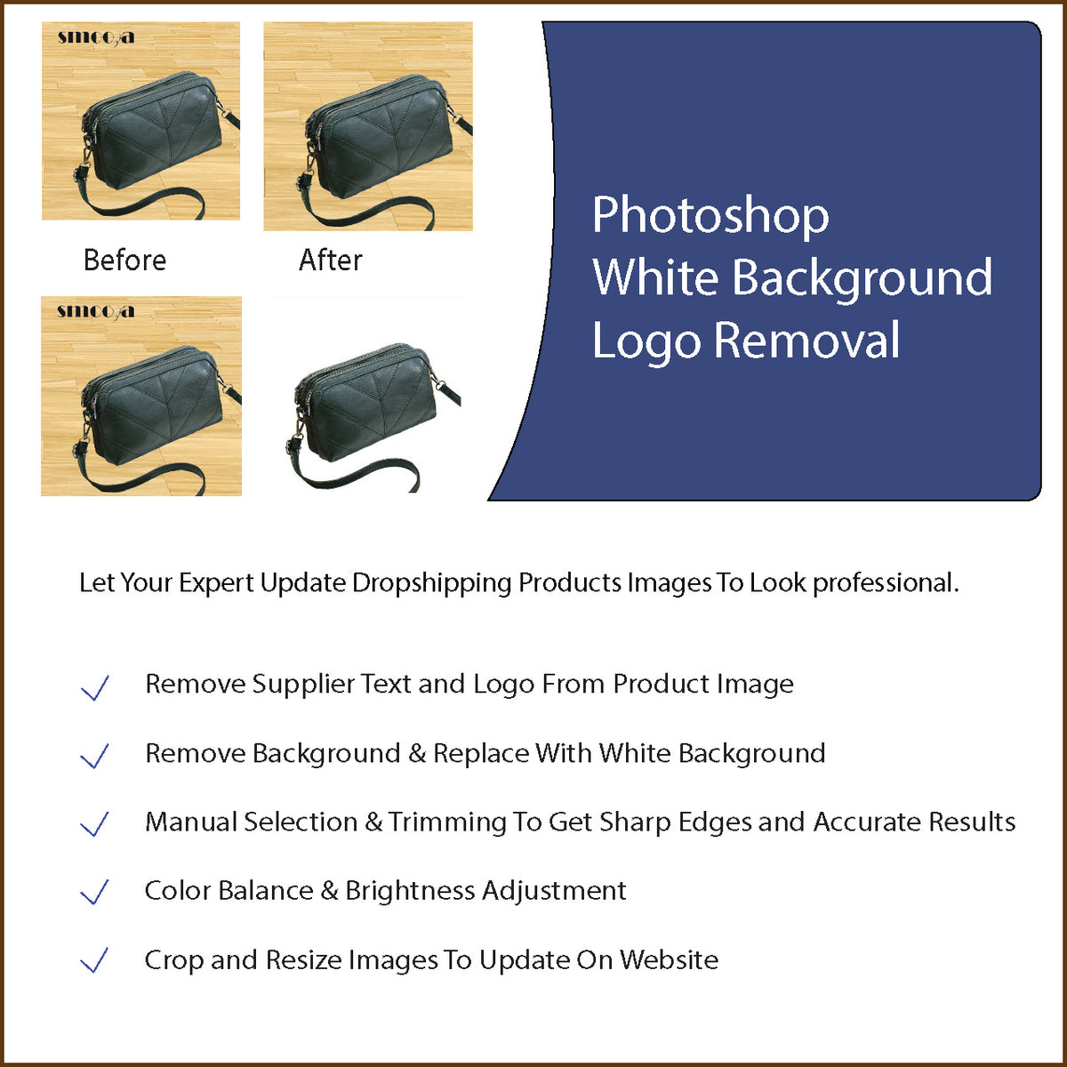Product Image Photoshop - White Background & Supplier Logo Removal
