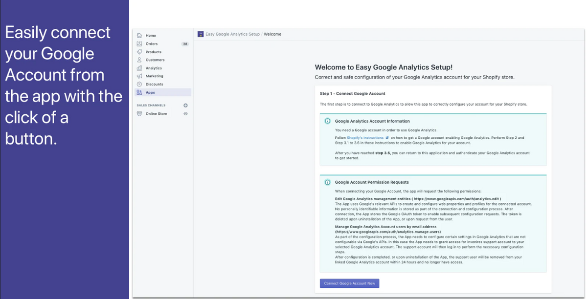 Setup Google Analytics Marketing in Shopify
